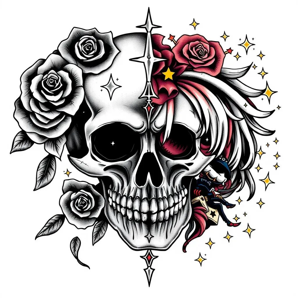Badass Skull Tattoos: Gothic and Manga Influences