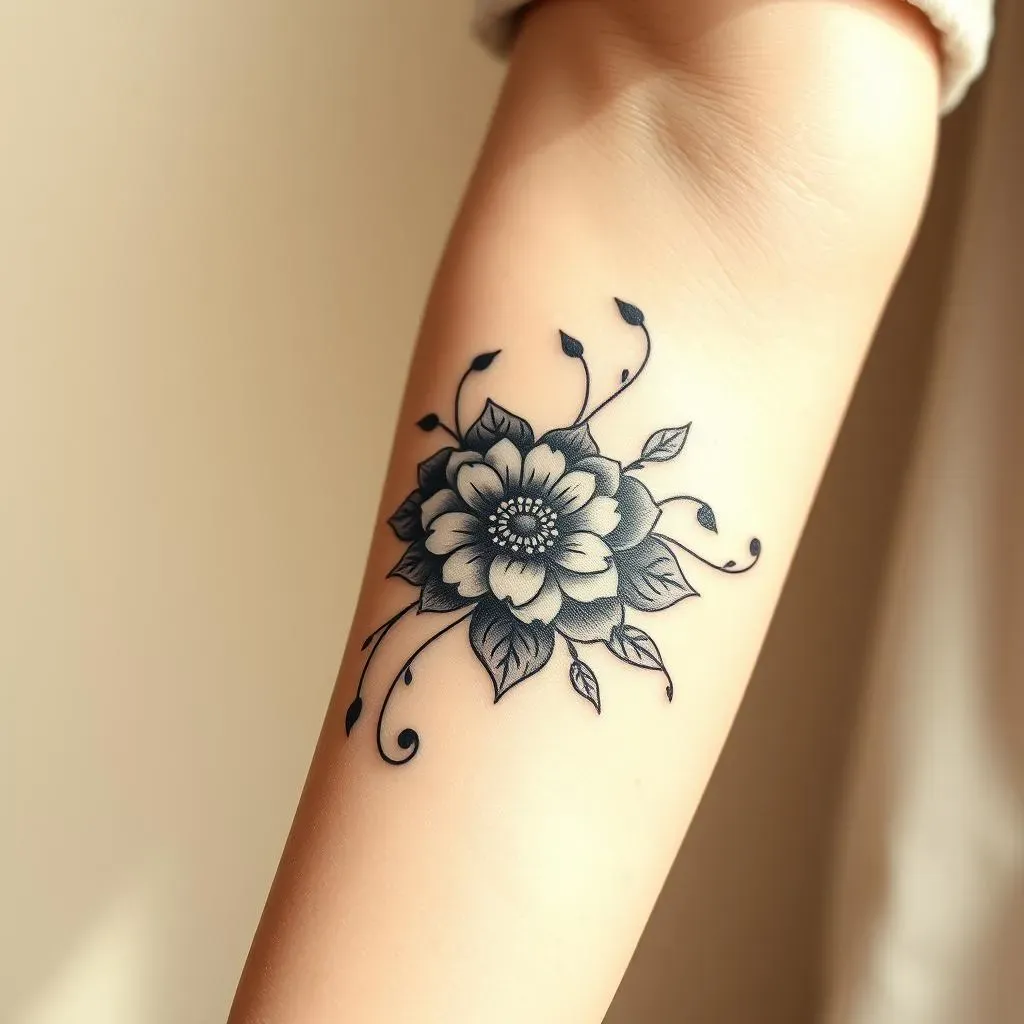 Stunning Black and Grey Floral Tattoos for Women