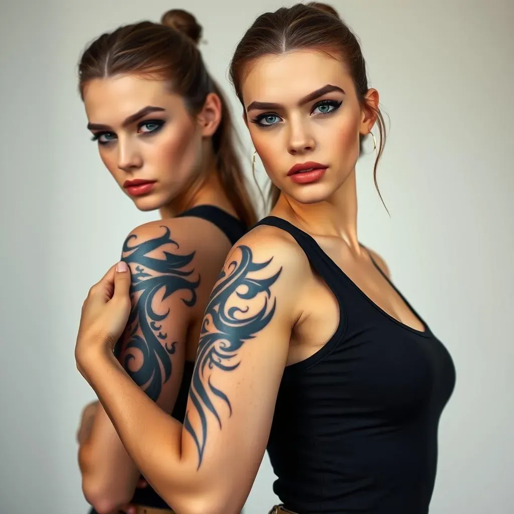 Awesome Black and Grey Tribal Bicep Tattoos for Women