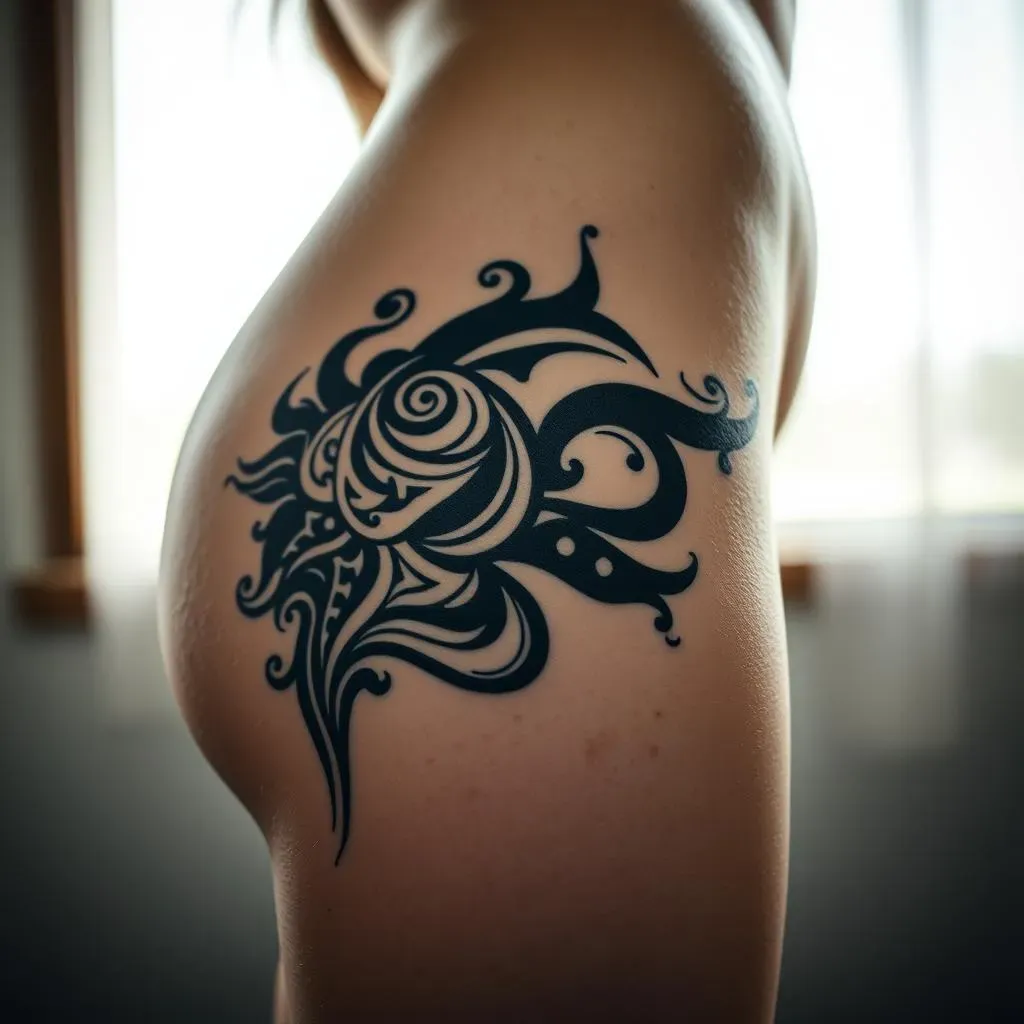 Ultimate Black & Grey Tribal Hip Tattoos for Women