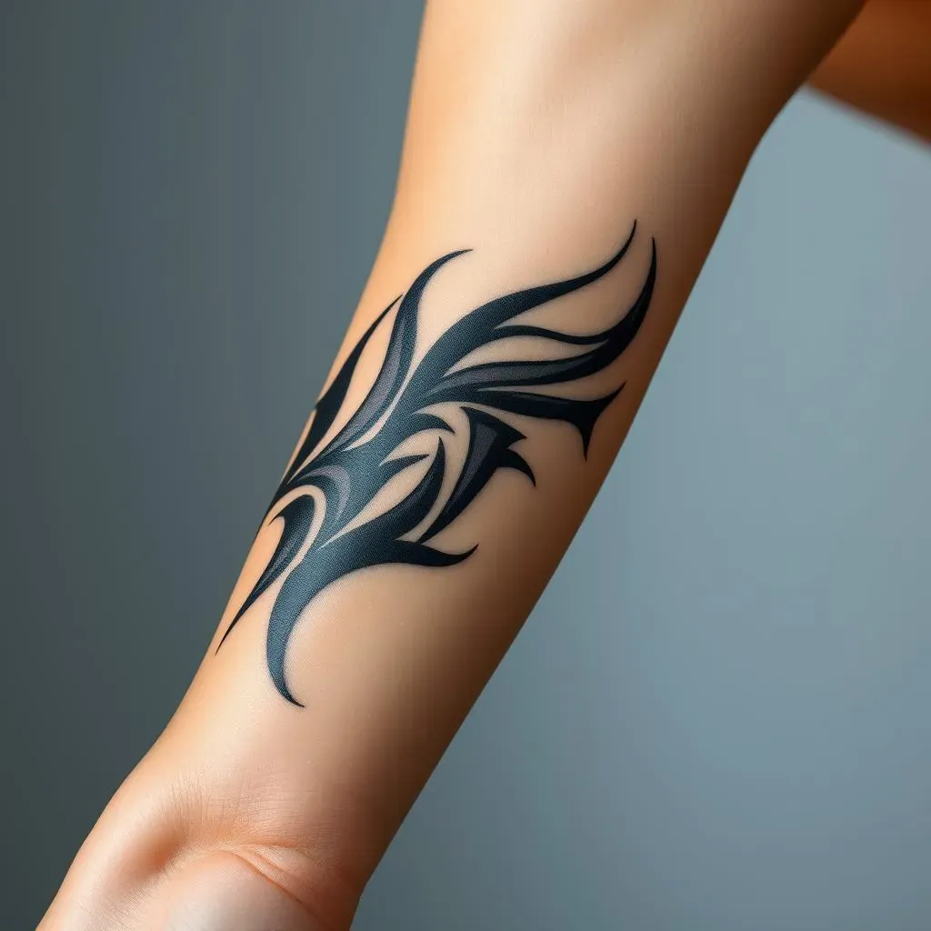 Awesome Black & Grey Tribal Tricep Tattoos for Women