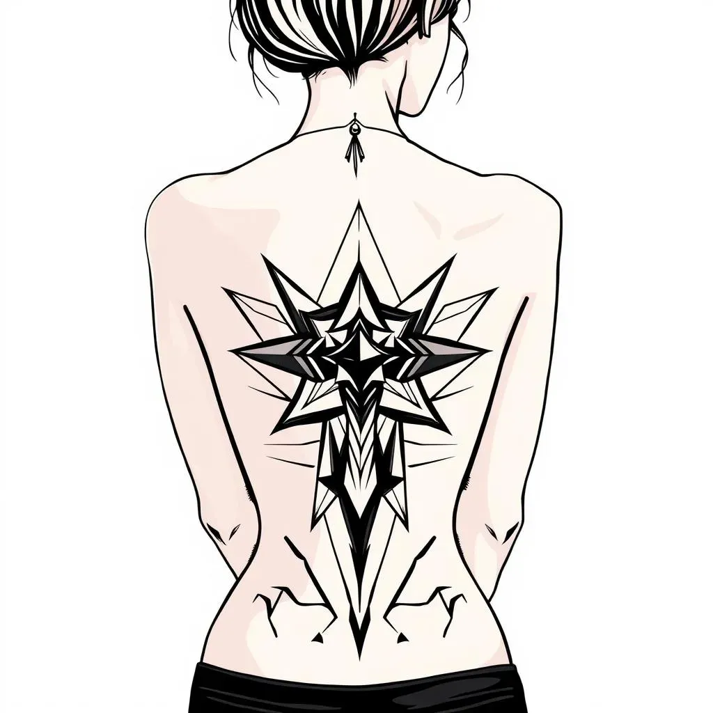 Blackwork Women's Back Tattoo Designs