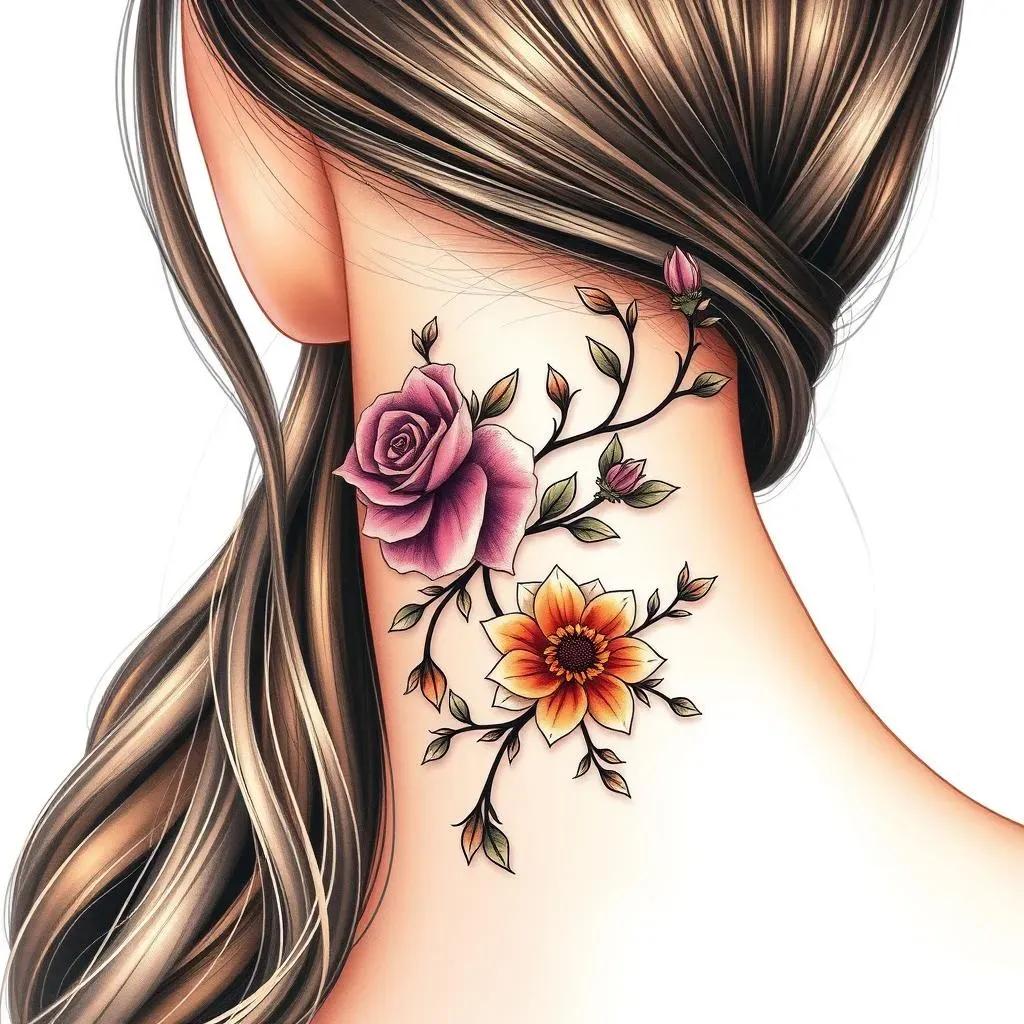 Choosing the Perfect Floral Design and Placement for Your Neck Tattoo