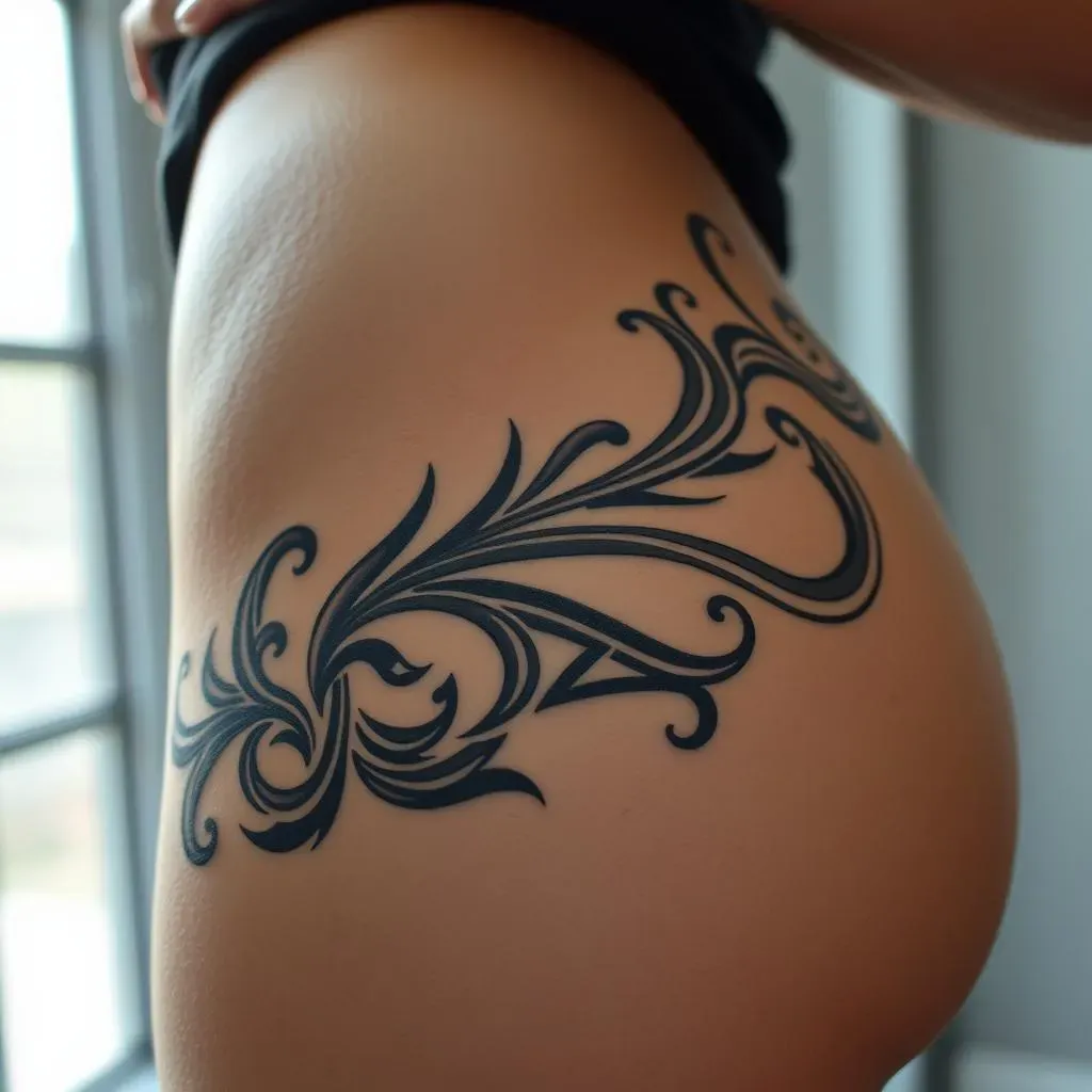 Choosing the Perfect Placement for Your Black and Grey Tribal Hip Tattoo