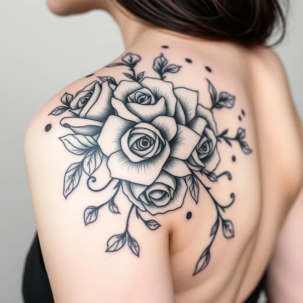 Classy Black and Grey Shoulder Tattoos for Women: Timeless Elegance