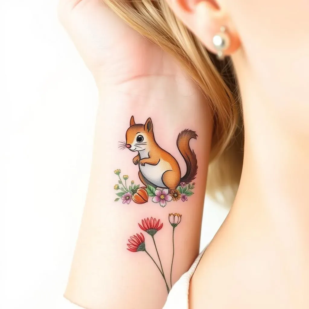 Cute Squirrel Tattoo Designs for Women