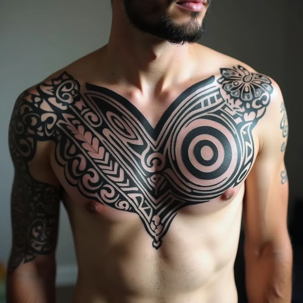 Design Inspiration: Finding the Perfect Black and Grey Tribal Chest Tattoo