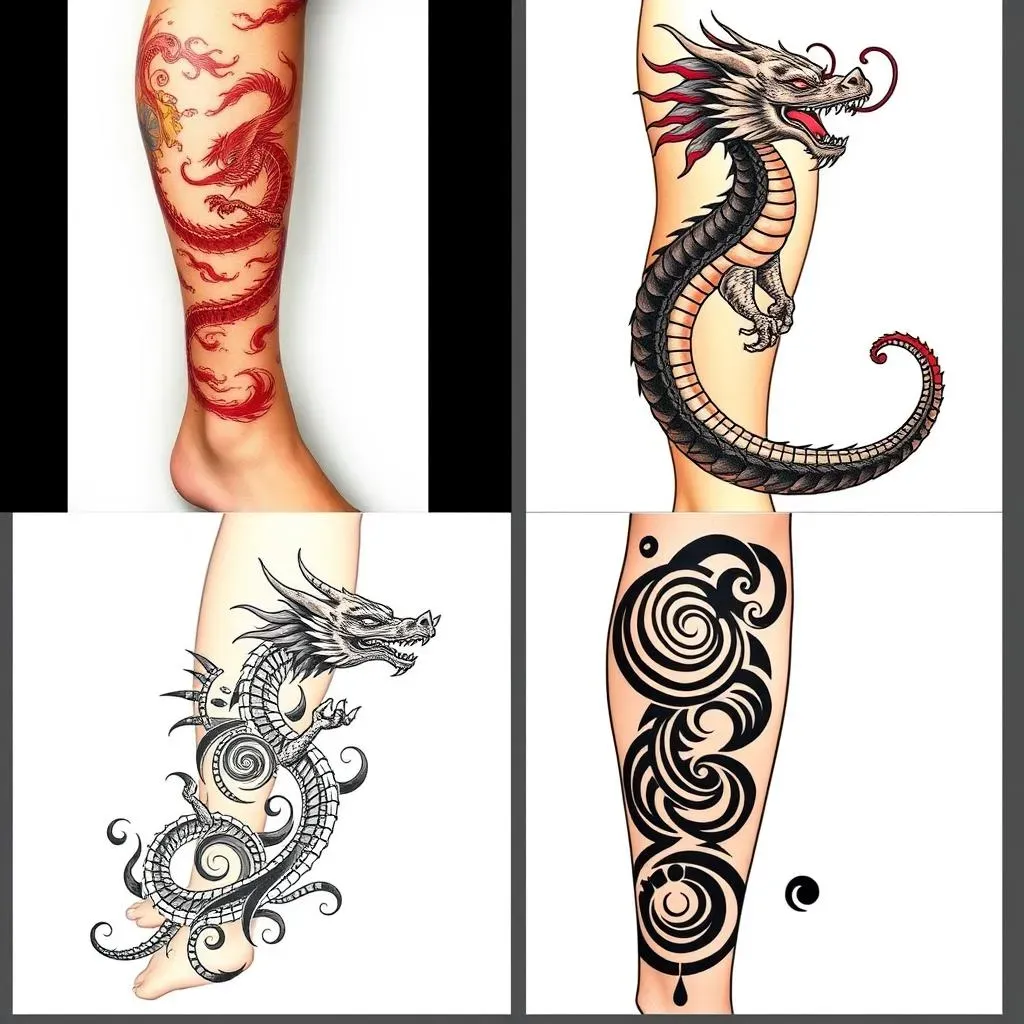 Dragon Leg Tattoo Designs: Exploring Styles and Placements