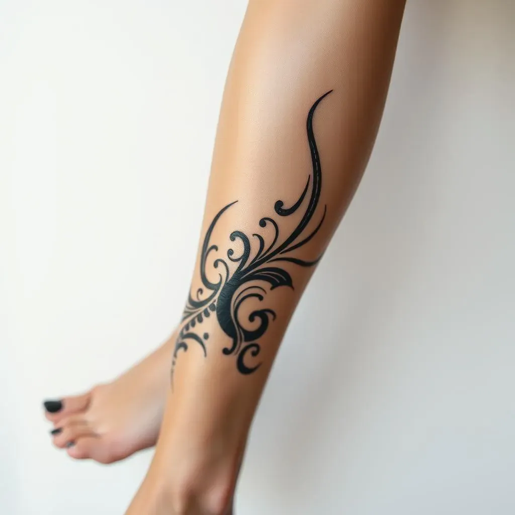 Exploring Black and Grey Tribal Leg Tattoo Designs for Women