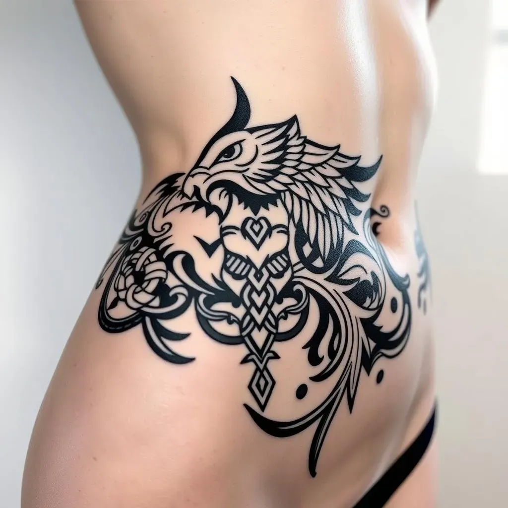 Exploring Black and Grey Tribal Stomach Tattoo Designs for Women