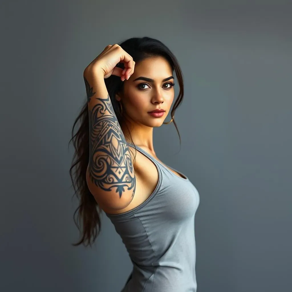 Exploring Black and Grey Tribal Tricep Tattoo Designs for Women