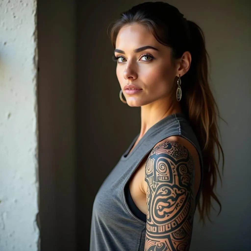 Exploring the Allure of Black and Grey Tribal Bicep Tattoos for Women