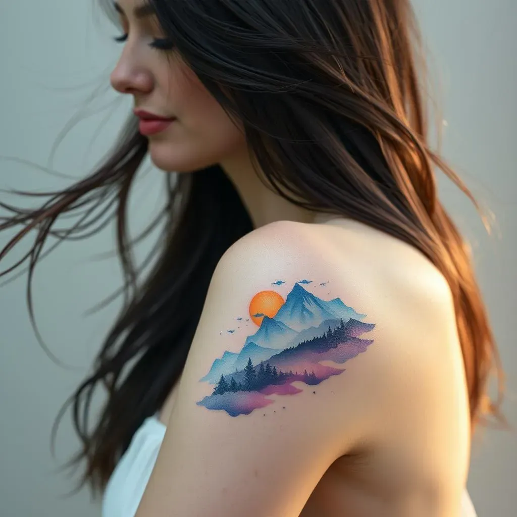 Exploring the Beauty of Watercolor Landscape Tattoos for Women