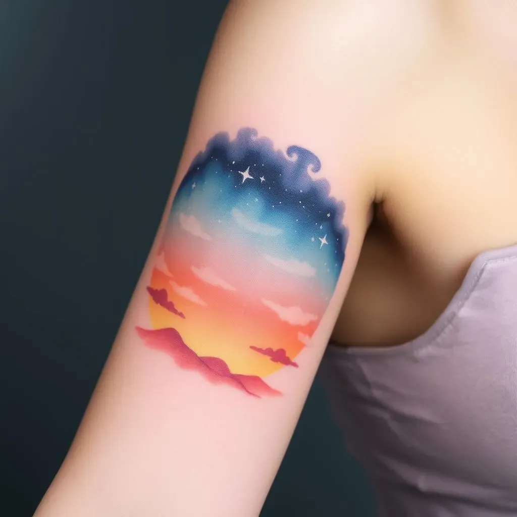 Exploring the Beauty of Watercolor Sky Tattoos for Women