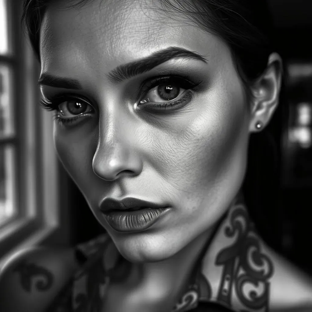 Exploring the Elegance of Black and Grey Portrait Tattoos for Women