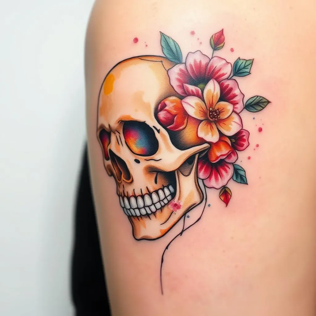 Exploring the Symbolism of Watercolor Skull Tattoos for Women