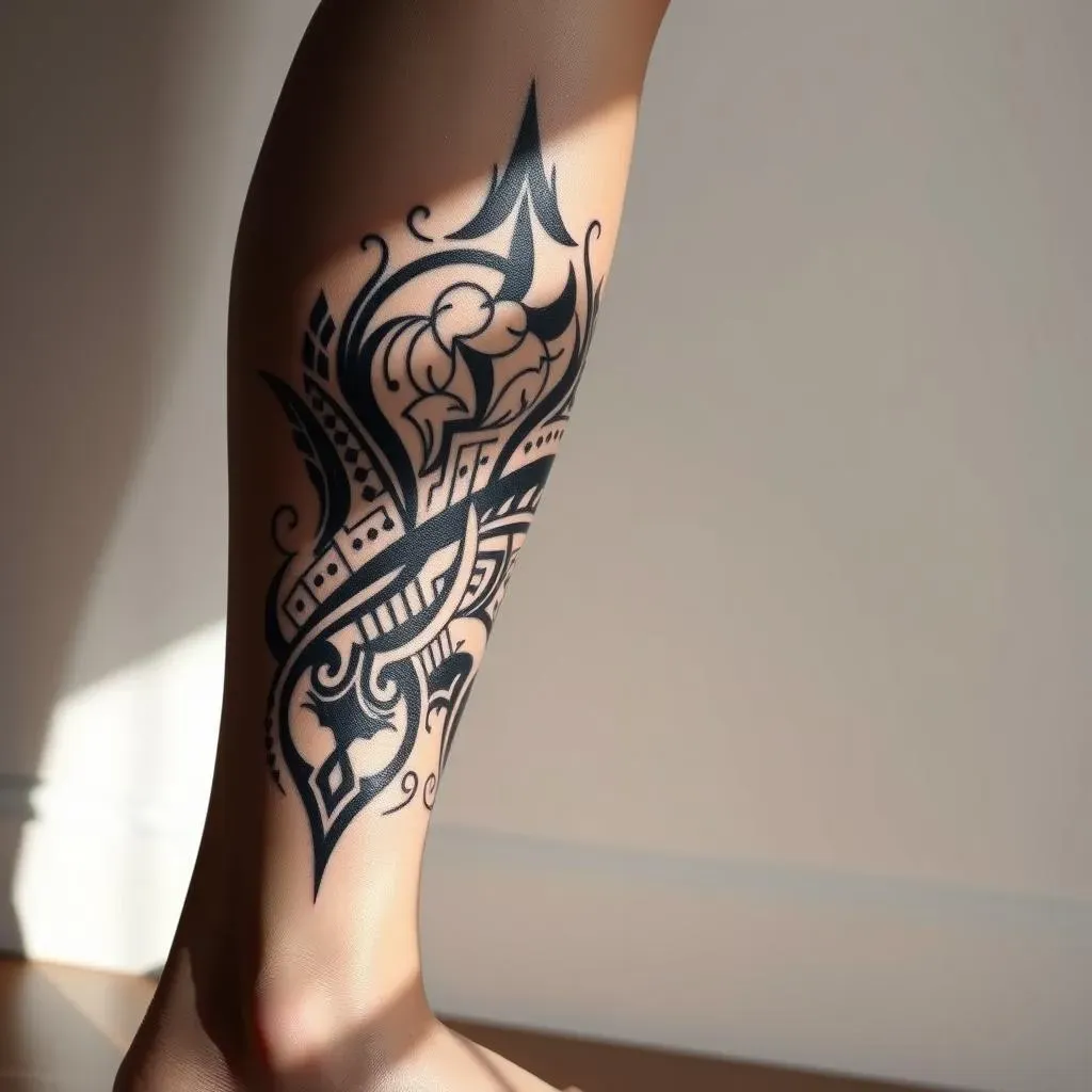 Finding the Perfect Placement and Size for Your Black and Grey Tribal Leg Tattoo