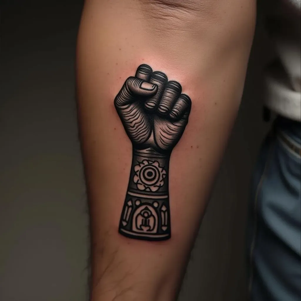 Fist with Raised Power Tattoos: Symbols of Strength