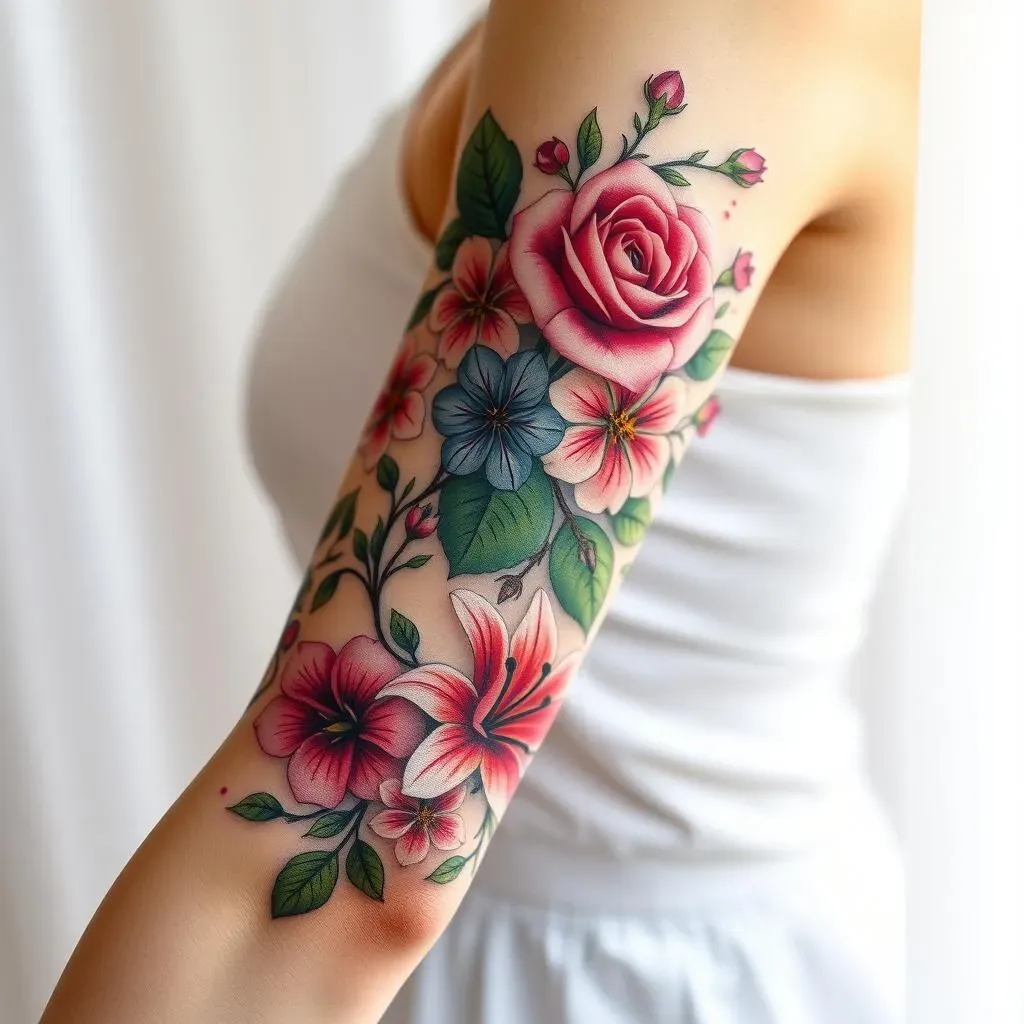 Floral Arm Sleeve Tattoo Ideas for Women