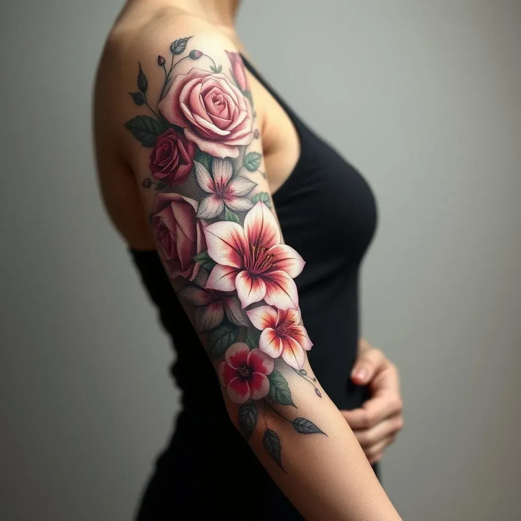 Floral Full Sleeve Tattoo Ideas for Females