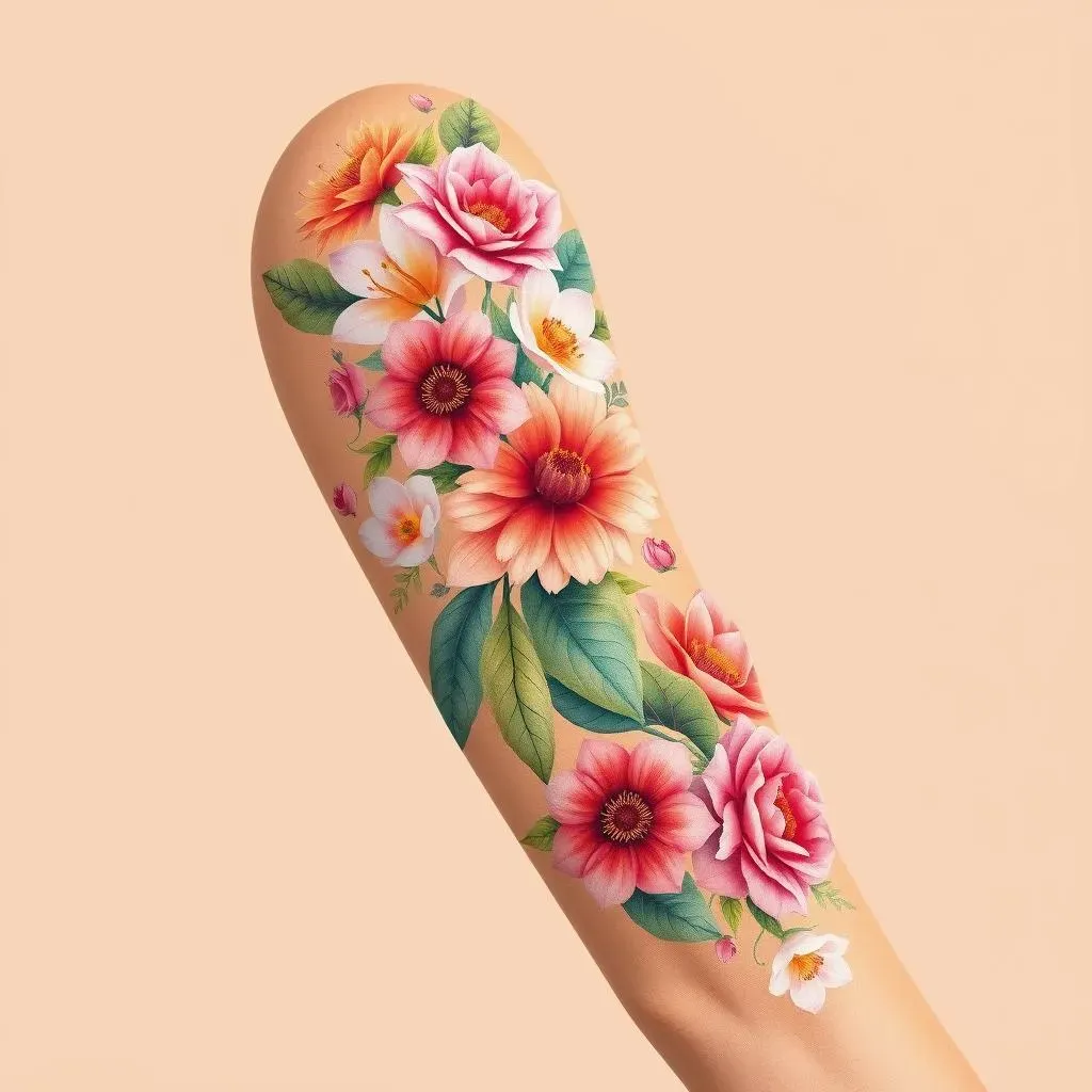 Floral Sleeve Tattoo Ideas for Females