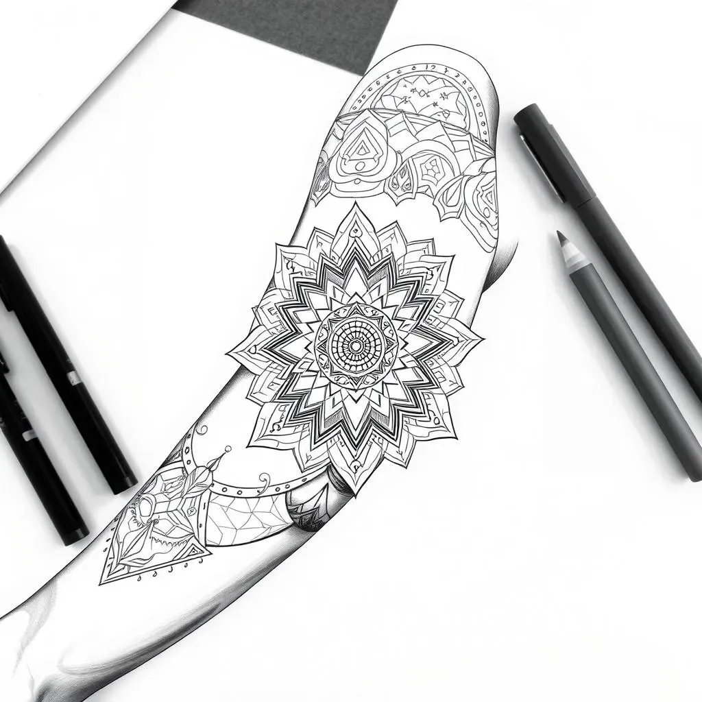 Geometric and Mandala Arm Sleeve Tattoo Designs