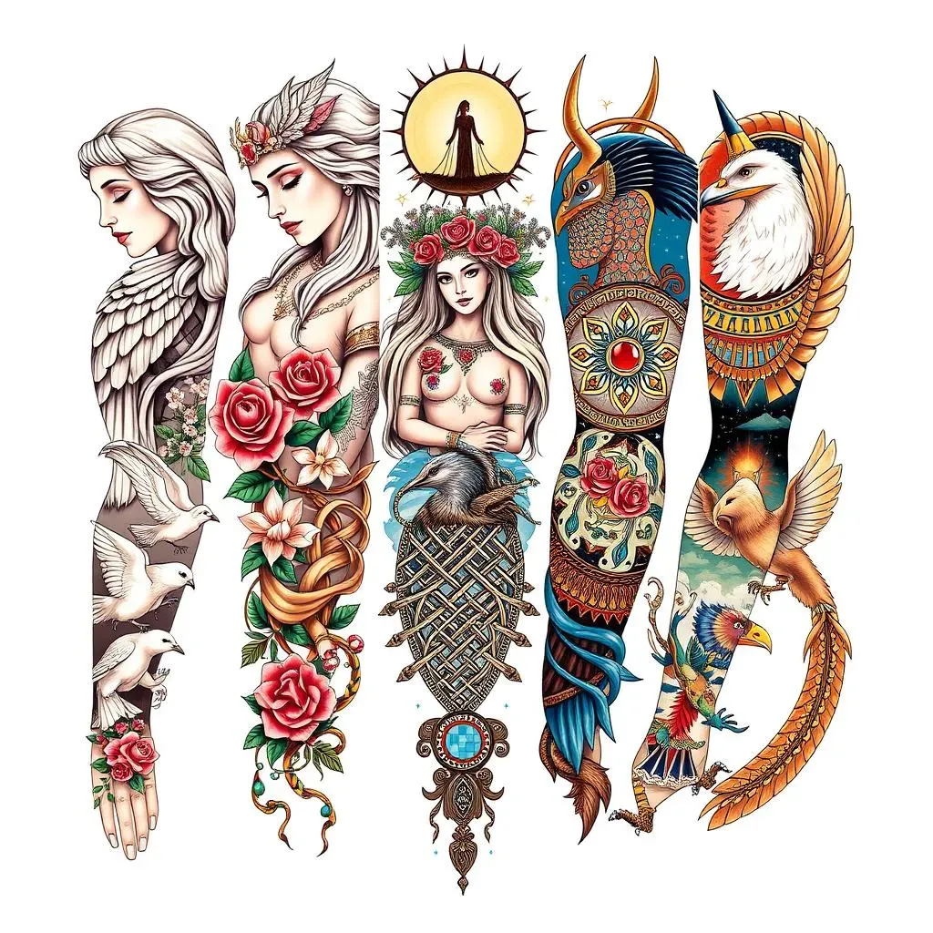 Mythological Full Sleeve Tattoo Ideas for Women