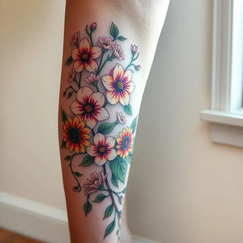 Nature's Embrace: Floral and Botanical Leg Tattoos