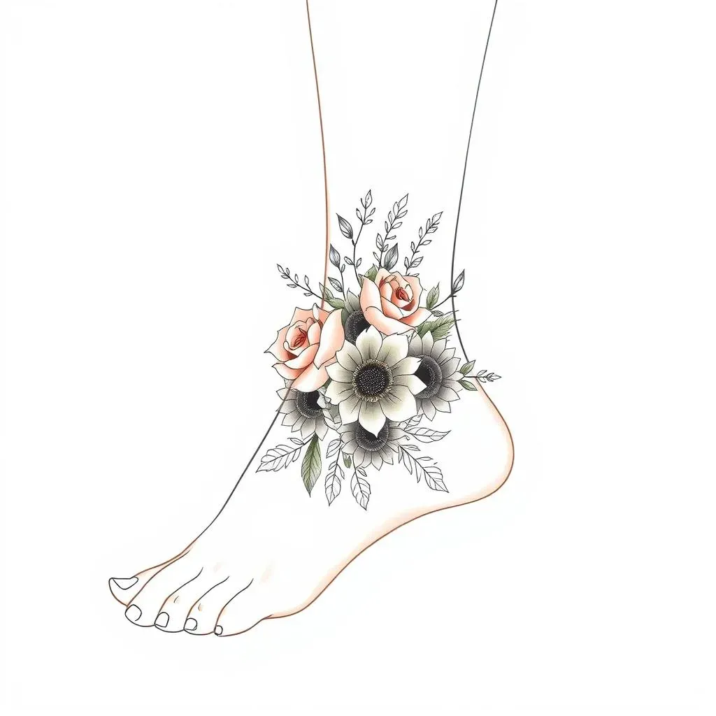 Popular Floral Ankle Tattoo Designs & Their Meanings