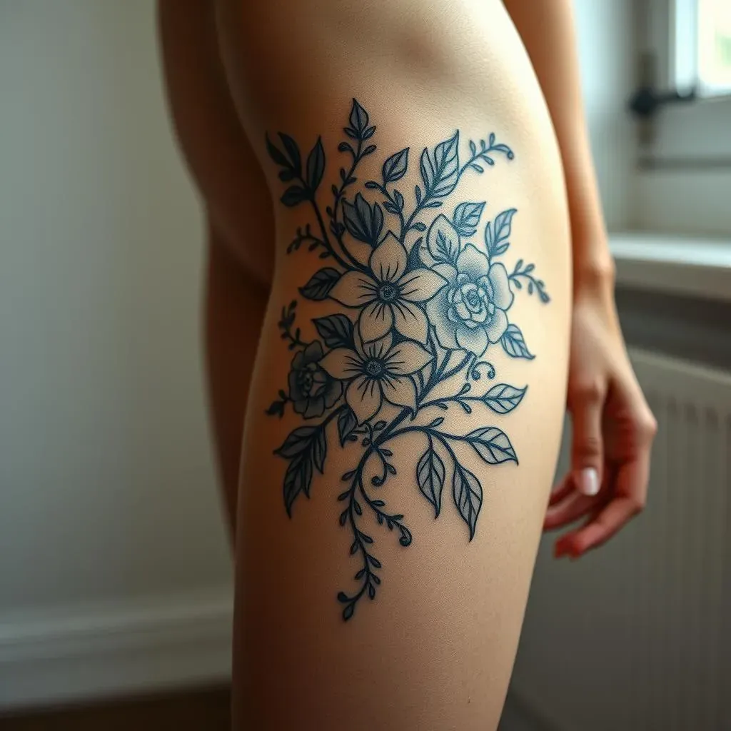 Popular Front Thigh Tattoo Designs for Women