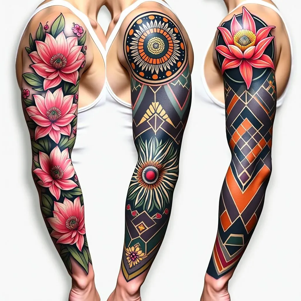 Popular Full Sleeve Tattoo Ideas: Floral, Mandala, and Geometric Designs
