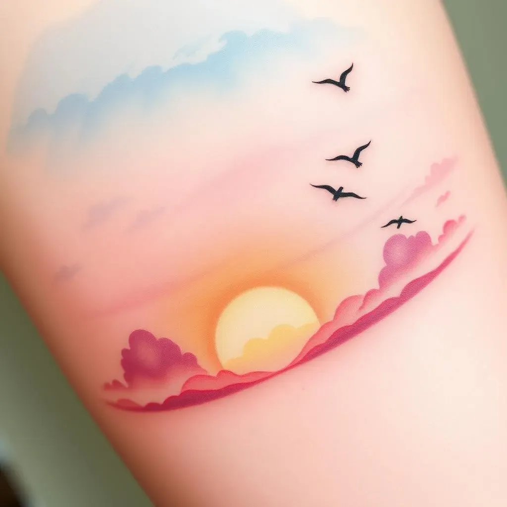 Popular Watercolor Sky Tattoo Designs for Women