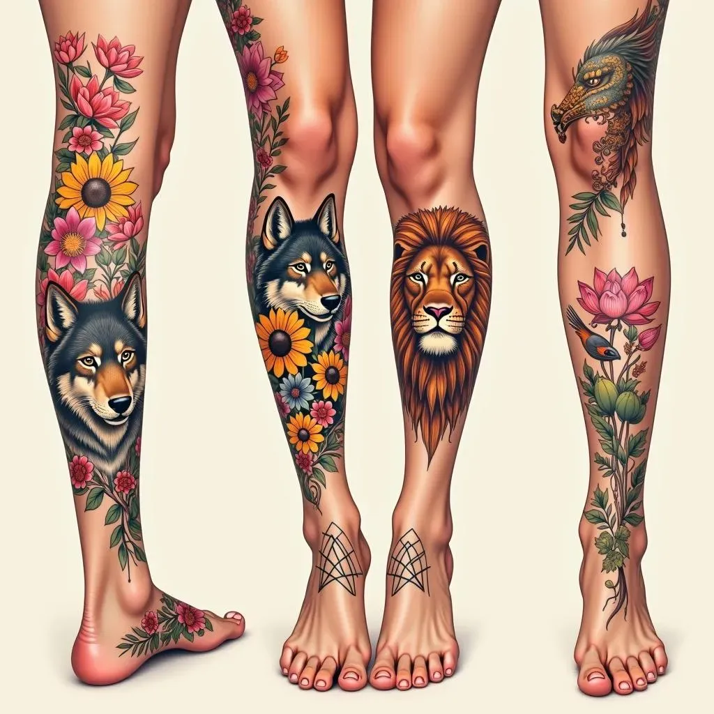 Popular Womens Calf Tattoo Ideas: Flowers, Animals, and More