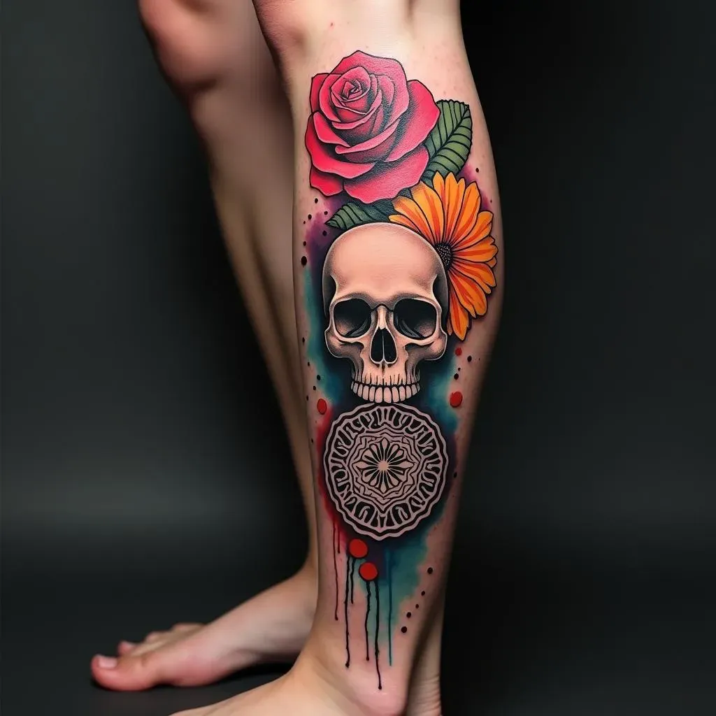 Showcase: Stunning Patchwork Leg Tattoo Ideas for Inspiration