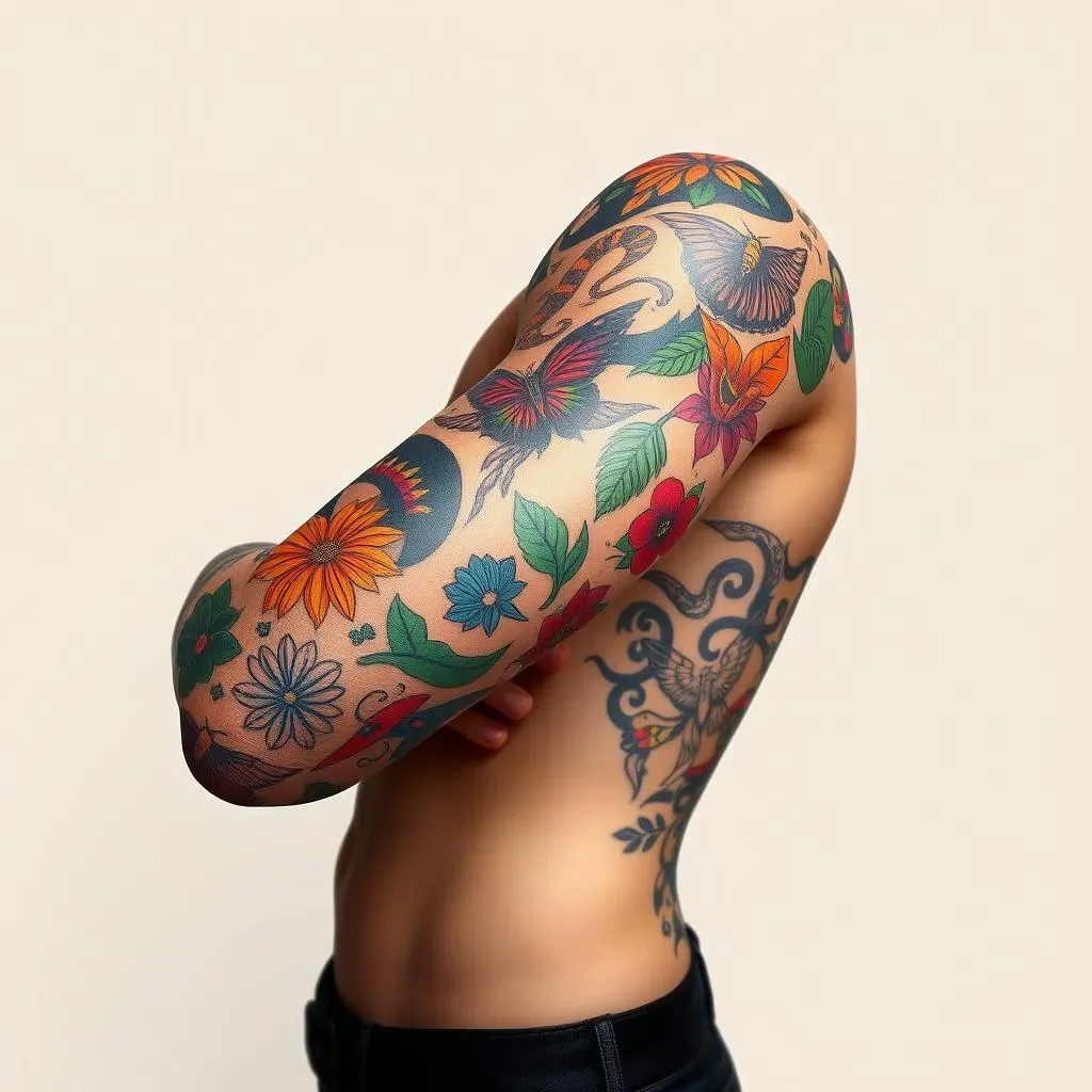 Stylized Patchwork Arm Tattoos: Finding Cohesion in Chaos