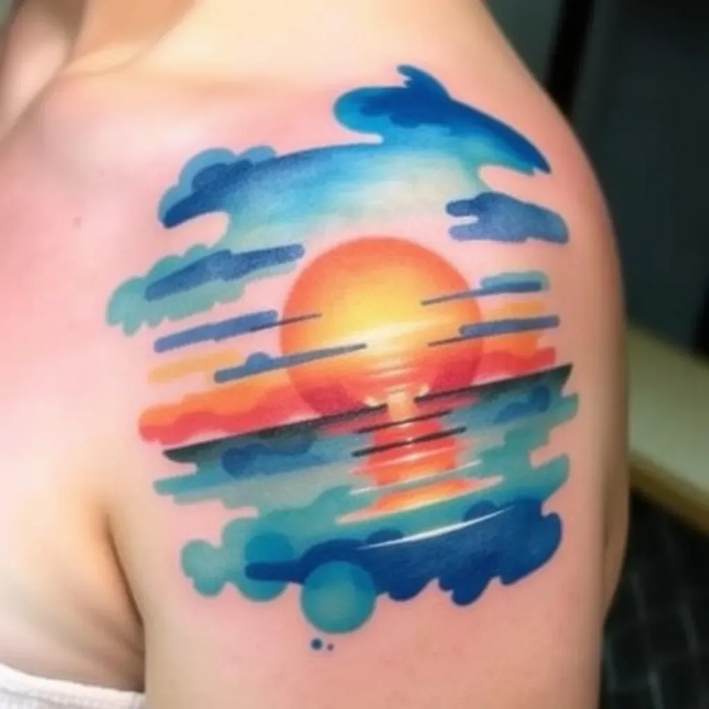 The Symbolic Meaning Behind Watercolor Sunset Tattoos for Women