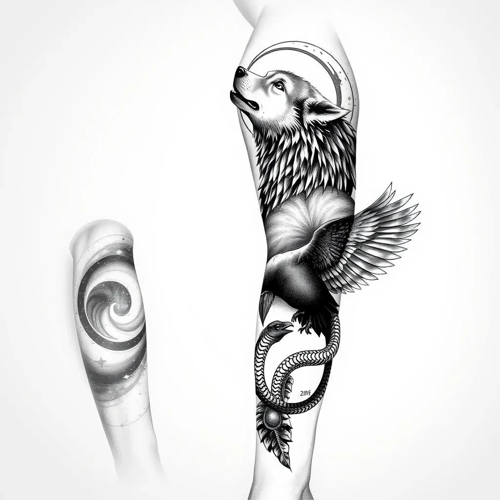 Unique and Symbolic Black and White Sleeve Tattoo Ideas for Women