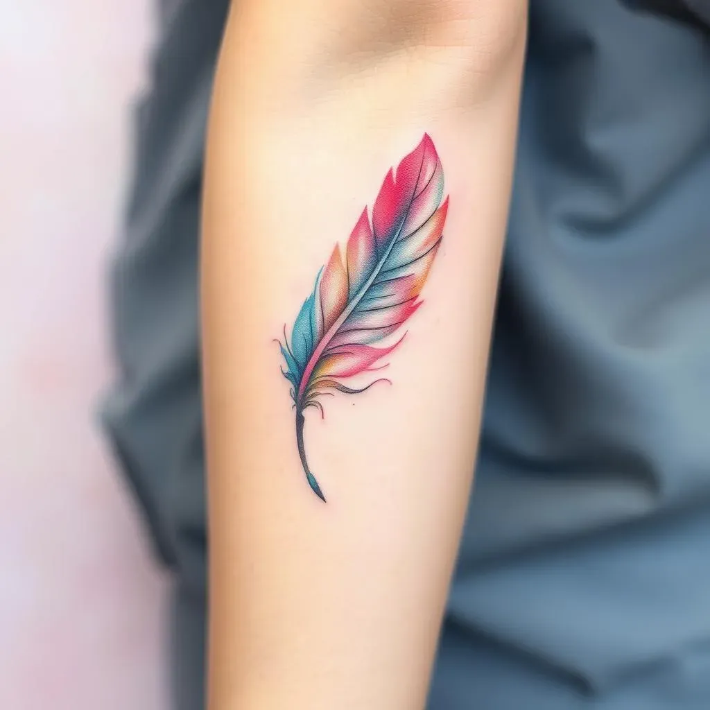 Amazing Watercolor Feather Tattoos for Women