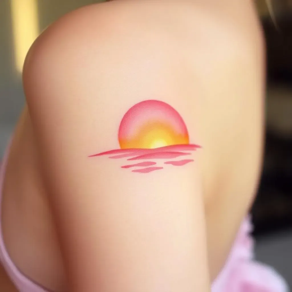 Stunning Watercolor Sunset Tattoos for Women